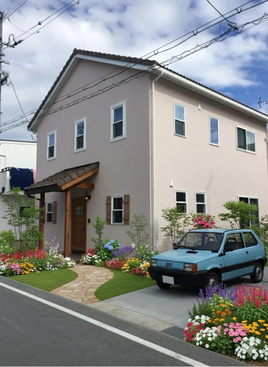 淡いピンクのかわいいママンのお家