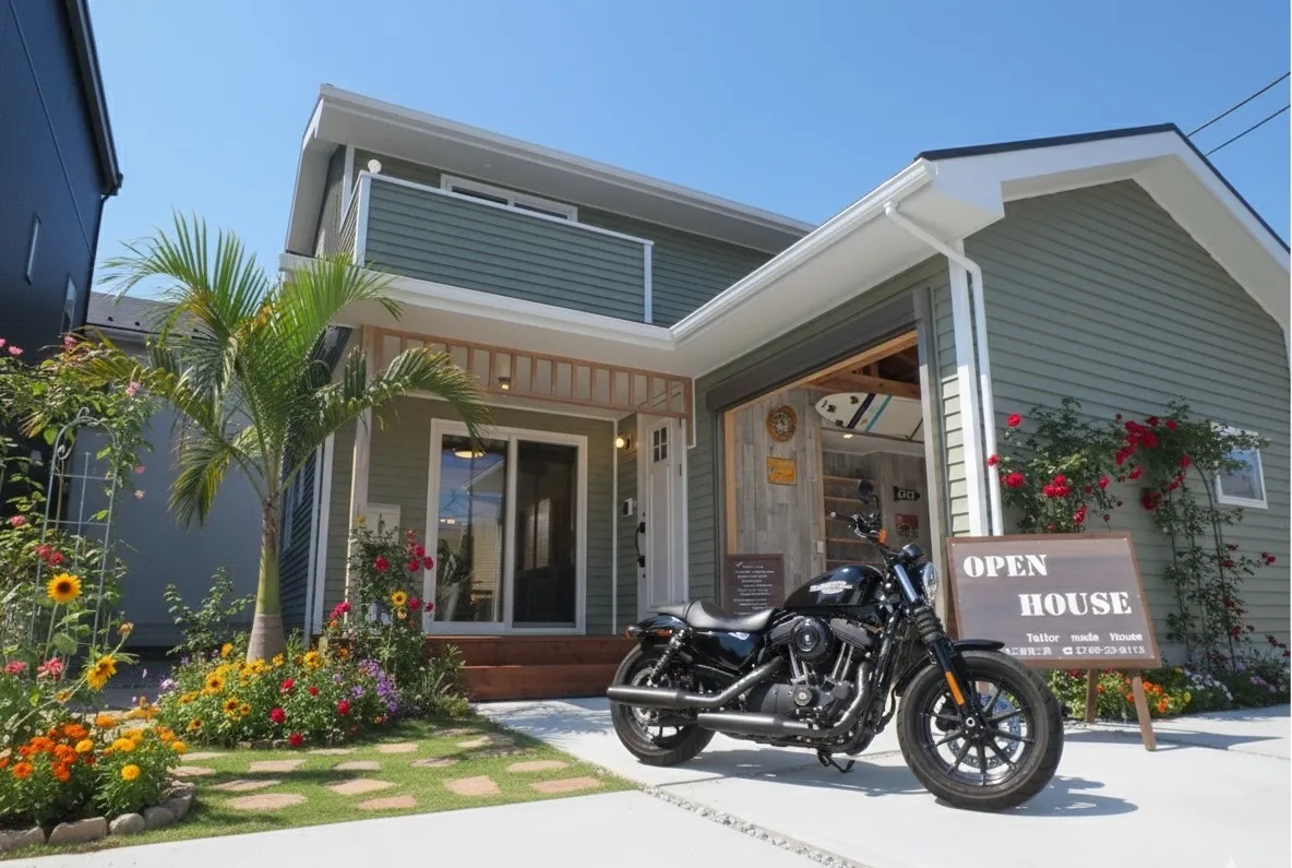 カリフォルニアスタイルのガレージハウス