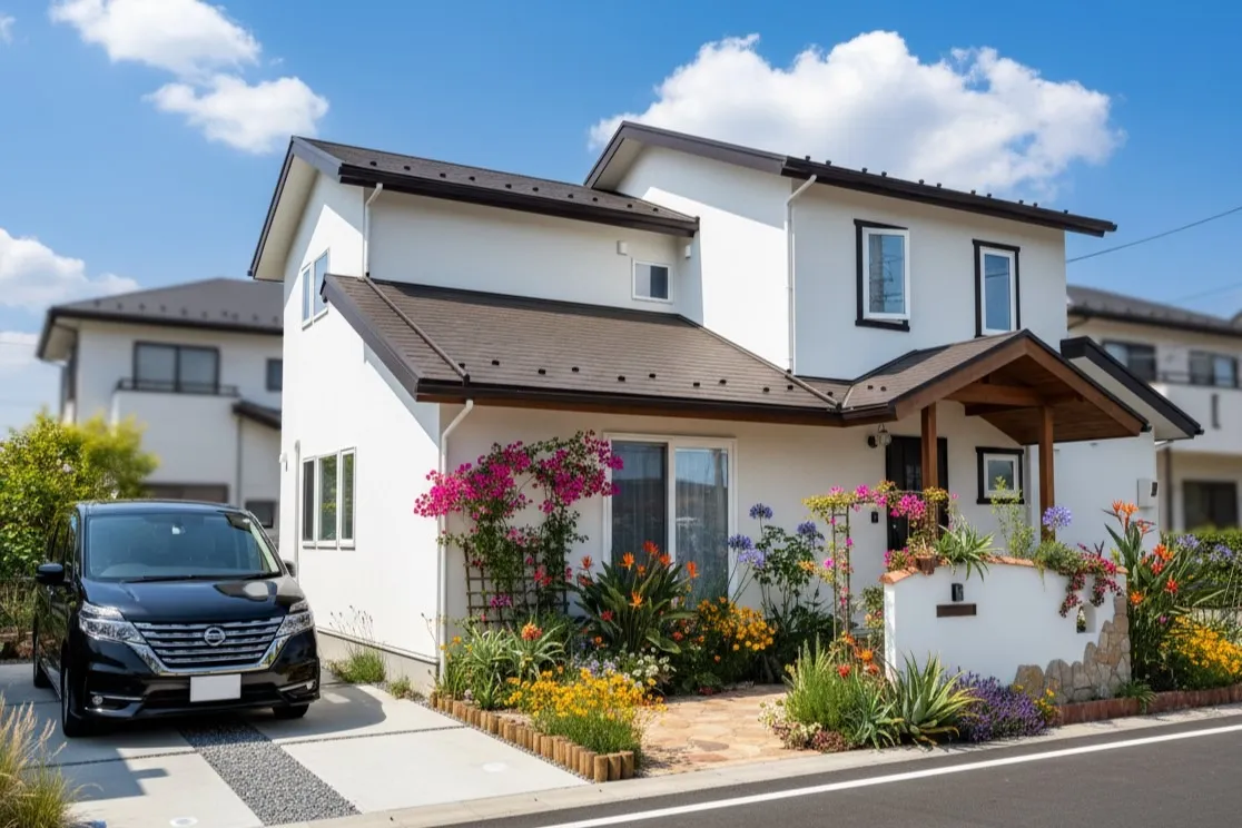 まっ白な塗り壁のナチュラルテイストのお家